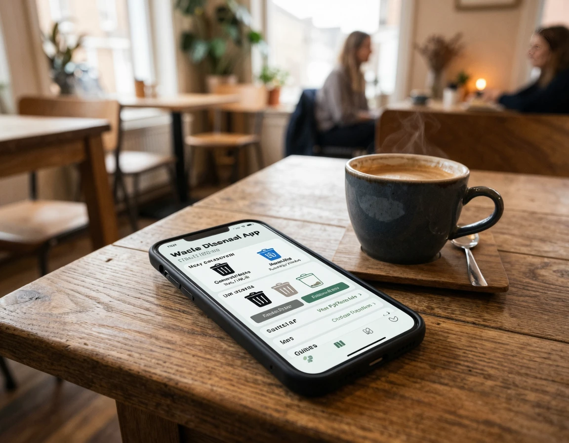 모바일 앱을 통해 대형폐기물 스티커를 발급받는 화면