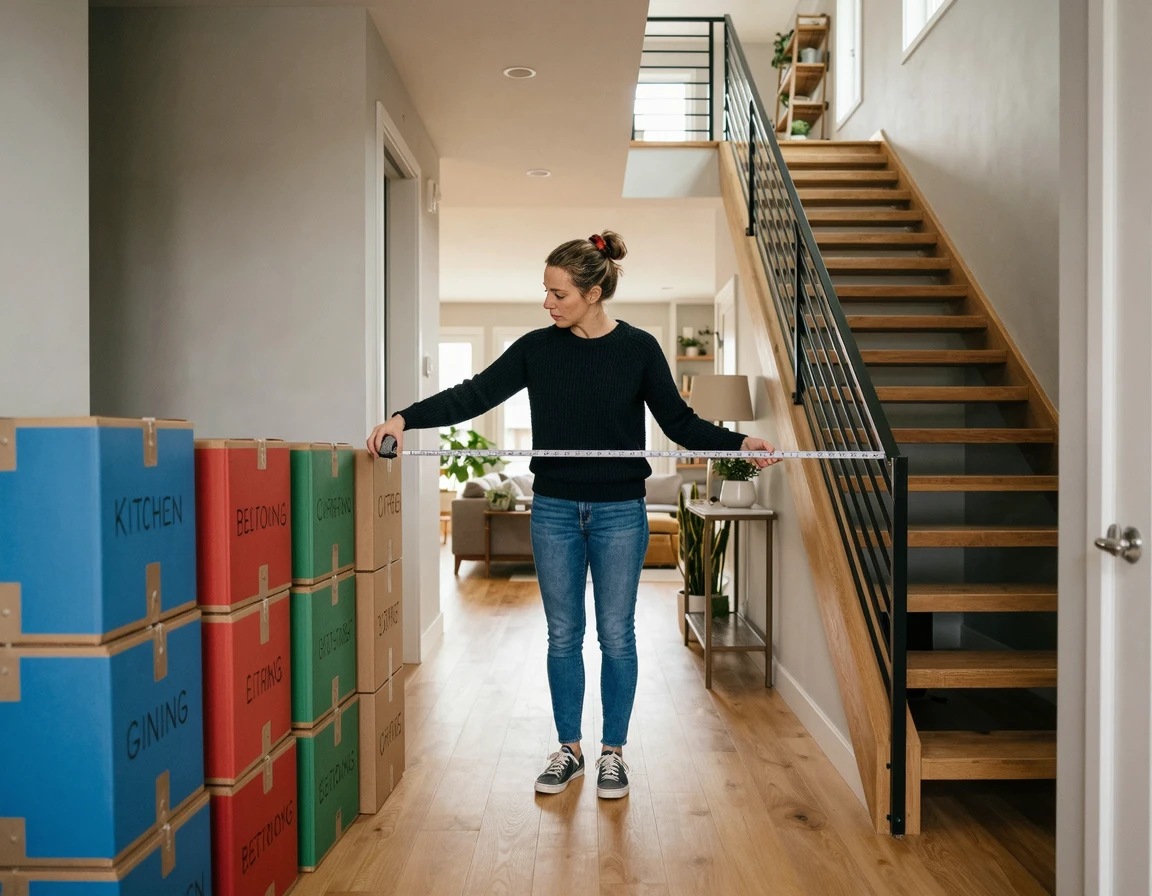 복층 타운하우스 포장이사 전 동선 체크와 짐 분류 모습