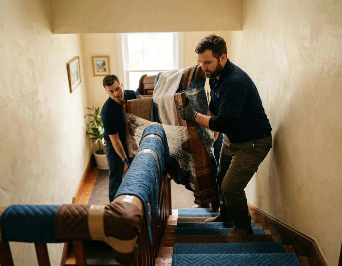 내부 계단 이삿짐 운반을 위한 보양 작업
