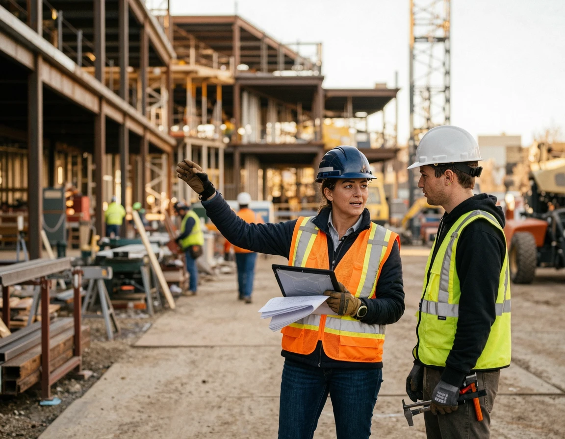 이사 당일 작업자와 소통하는 현장 모습