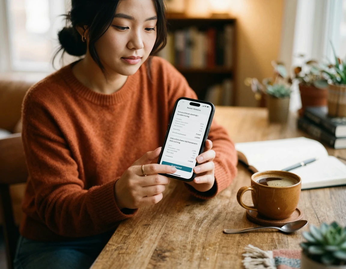 스마트폰으로 이사 견적을 비교하는 모습