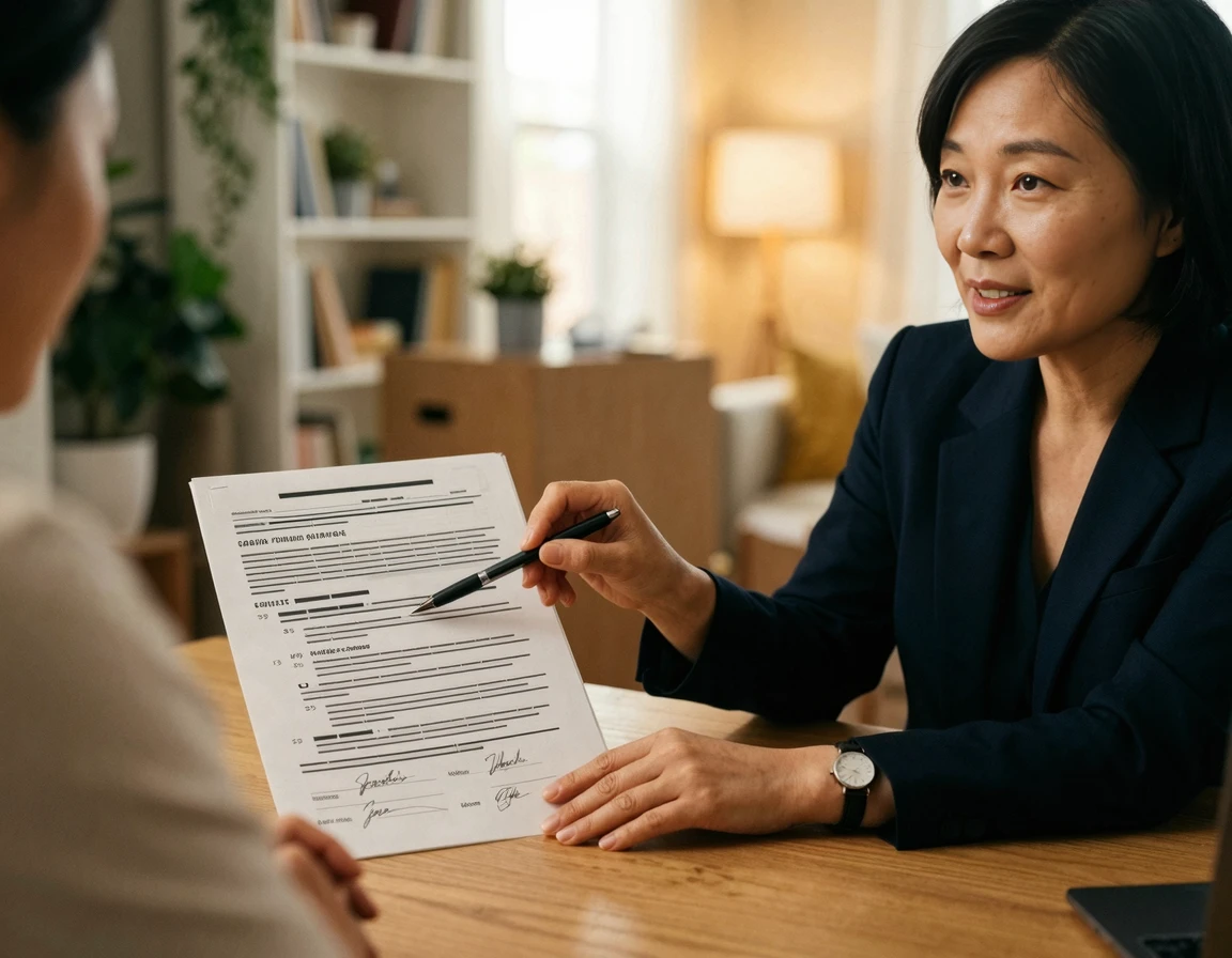 계약서 특약 사항을 꼼꼼히 확인하는 모습