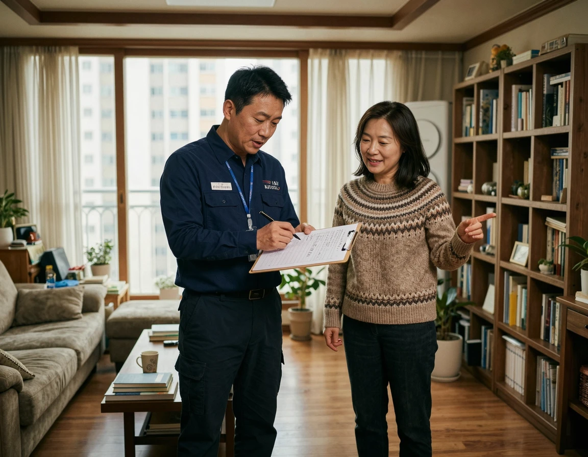 고객의 집을 방문하여 꼼꼼하게 실측하는 이사 전문가