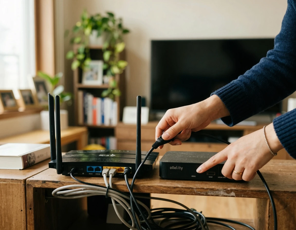 IPTV 셋톱박스와 인터넷 공유기를 재부팅하는 모습